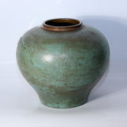 Vintage Heavyweight Japanese Bronze Vase Engraved carp Motif Verdigris Patina2