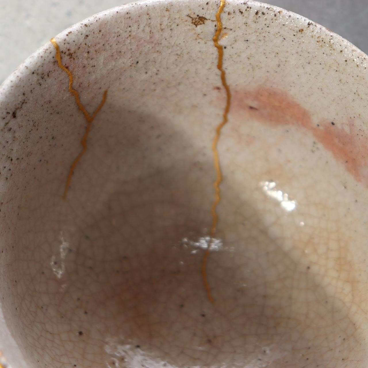 Japanese Antique E-Seto Tea Bowl Seto-Mino Ware End Edo Period Kintsugi Repair11