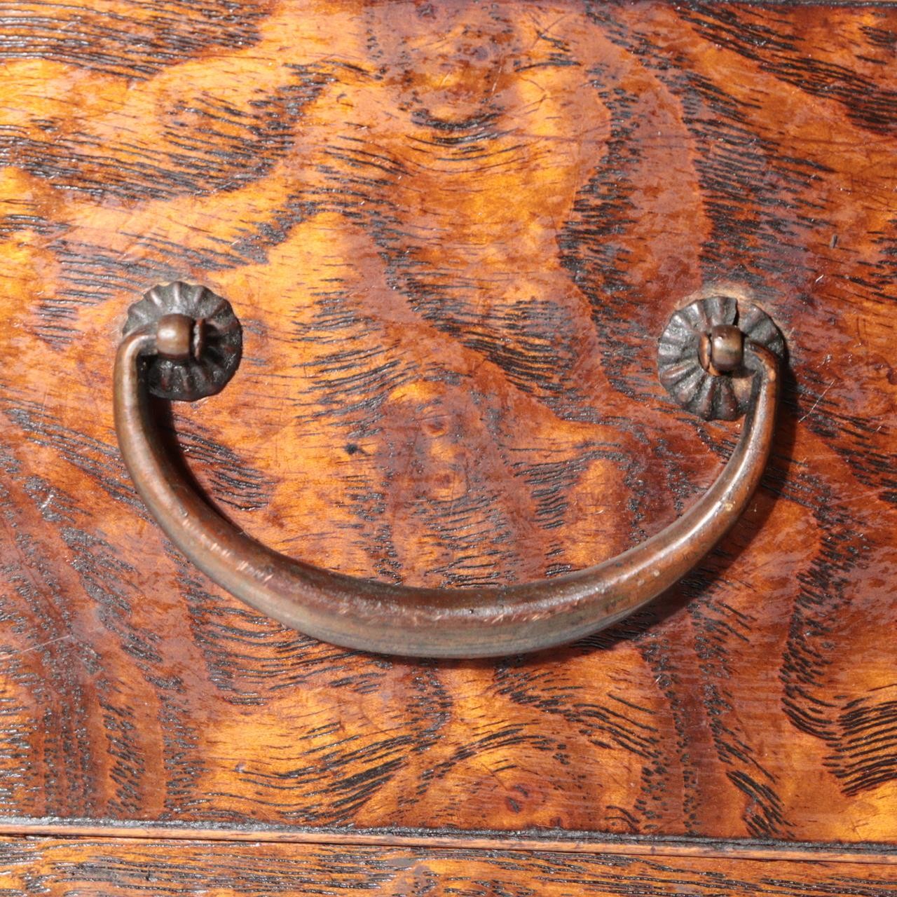 Vintage Japanese Tamo Wood Haribako Sewing Box Figured Grain WO61911