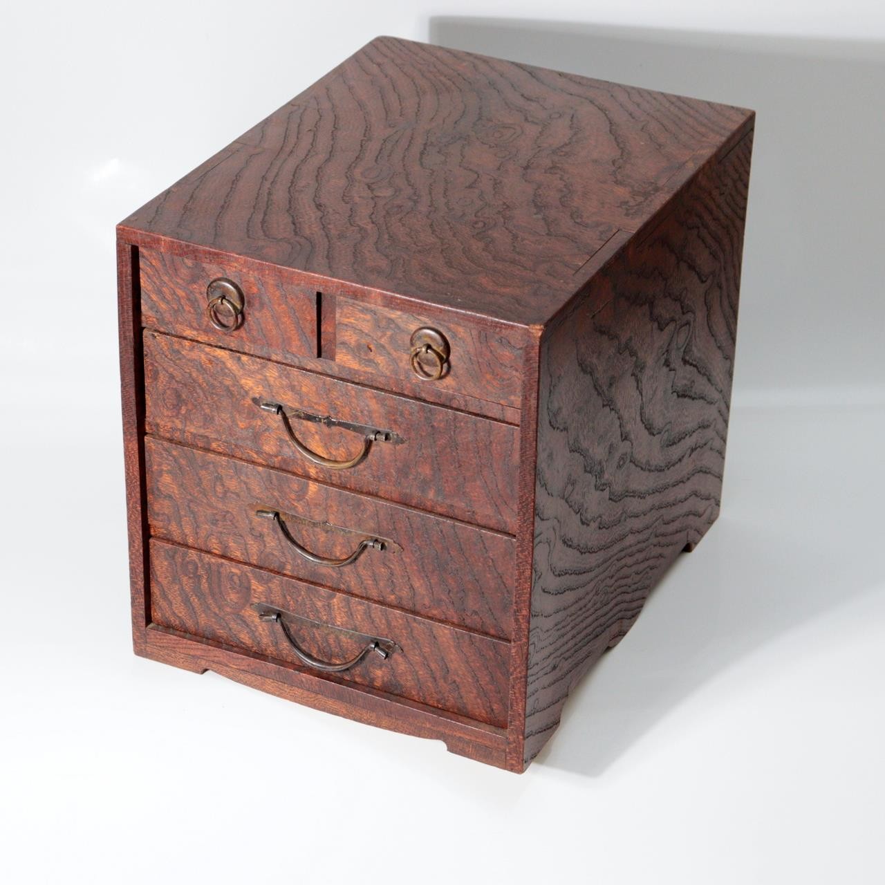 Taisho Showa Japanese Tamamoku Wood Small Chest Ko-dansu Inkstone Drawer WO6302