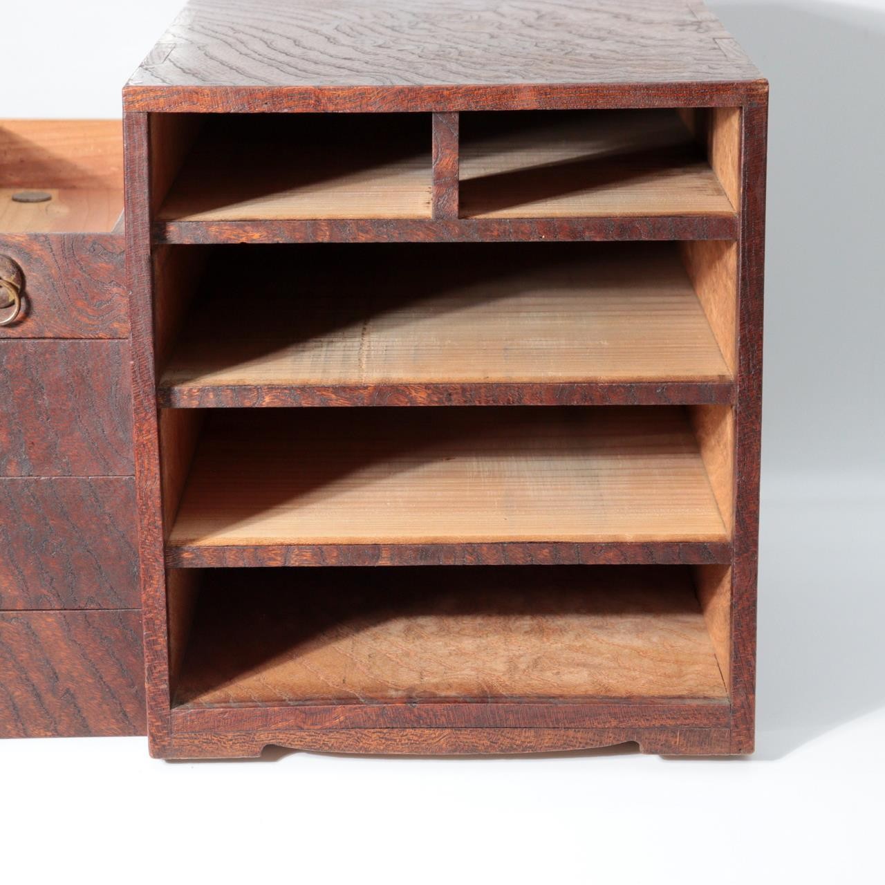 Taisho Showa Japanese Tamamoku Wood Small Chest Ko-dansu Inkstone Drawer WO63016
