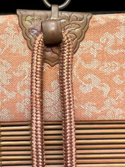 Vintage Japanese Bamboo Sudare Blinds Set of 2 Fabric Border Tassels VG4269