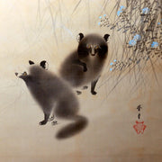 ​Vintage Japanese Hanging Scroll Kakejiku Tanuki Raccoon Dog Moon ASO4610