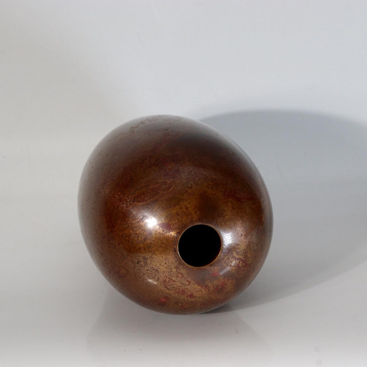 Vintage Japanese Copper Flower Vase Kabin Mottled Patina Signed BV7913