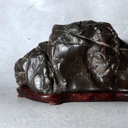 Japanese Suiseki Viewing Stone Mountain Island Shape Wooden Base9