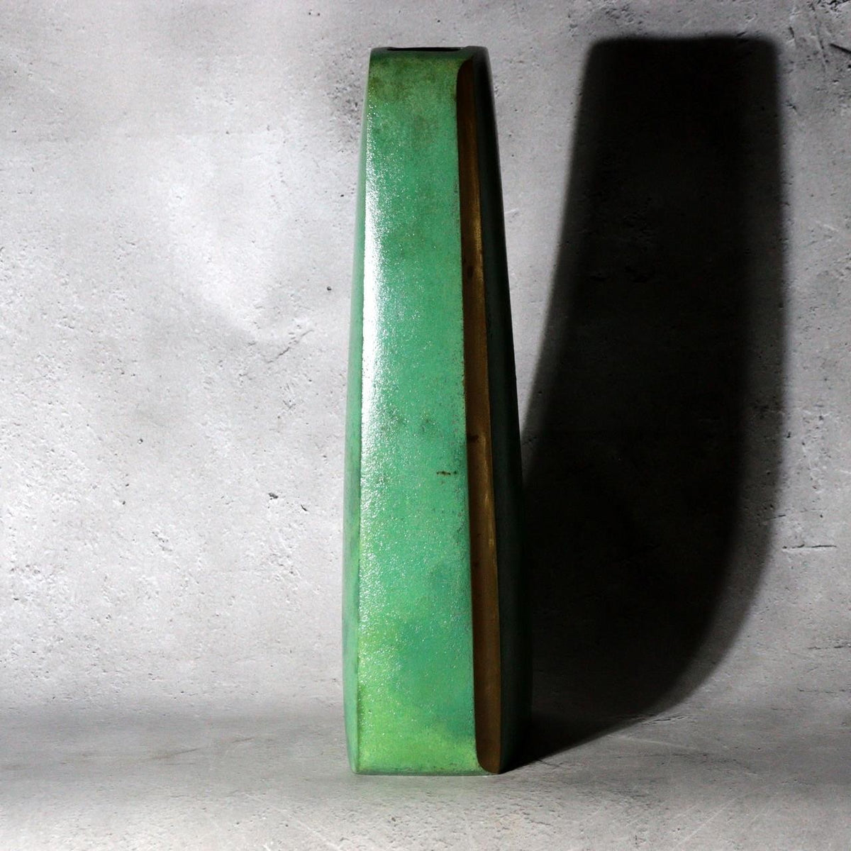Vintage Japanese Bronze Vase Hassho Neya Churyoku Green Patina with Daiza4