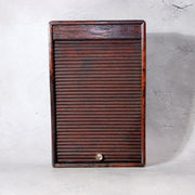 Japanese Vintage Tambour Roll-Top Wooden Box - "Jabara" Slatted Lid Showa Era0