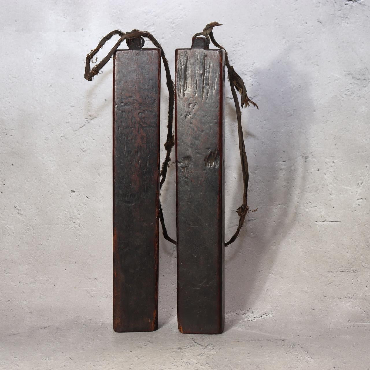 Antique Japanese Hyoshigi Wooden Clappers Fire Patrol Sumo Kabuki Percussion0