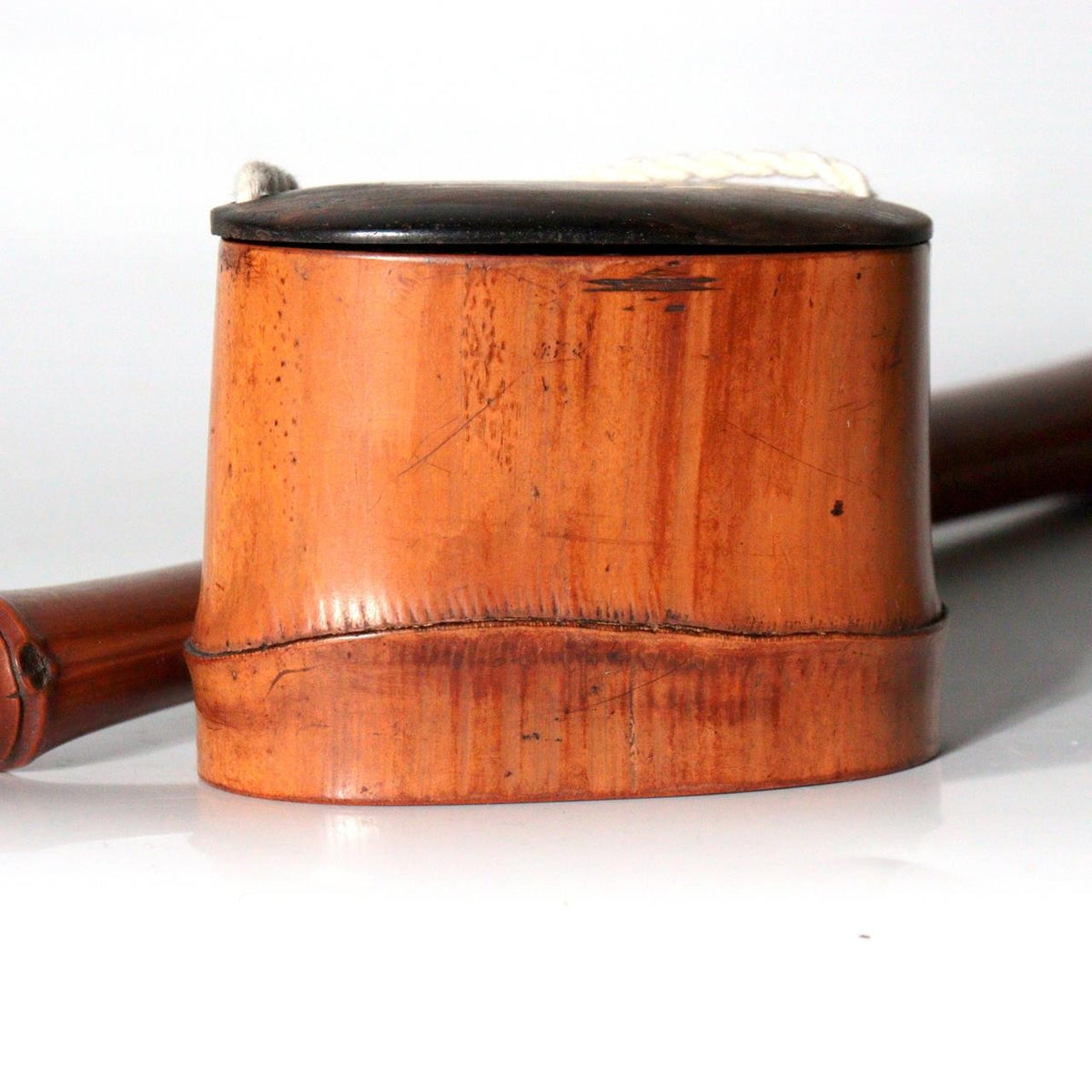 Antique Japanese Meiji Bamboo Kiseru Pipe Case Tobacco Container Chigiri Repair8