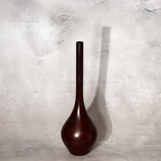 Vintage Japanese Bronze Bud Vase Long Neck Reddish Brown Patina Ikebana Zen BV724