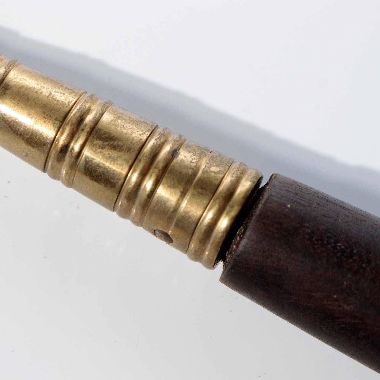 Vintage Japanese Brass Six-Ring Shakujo Monk Staff Buddhist Ritual Tool BT25512