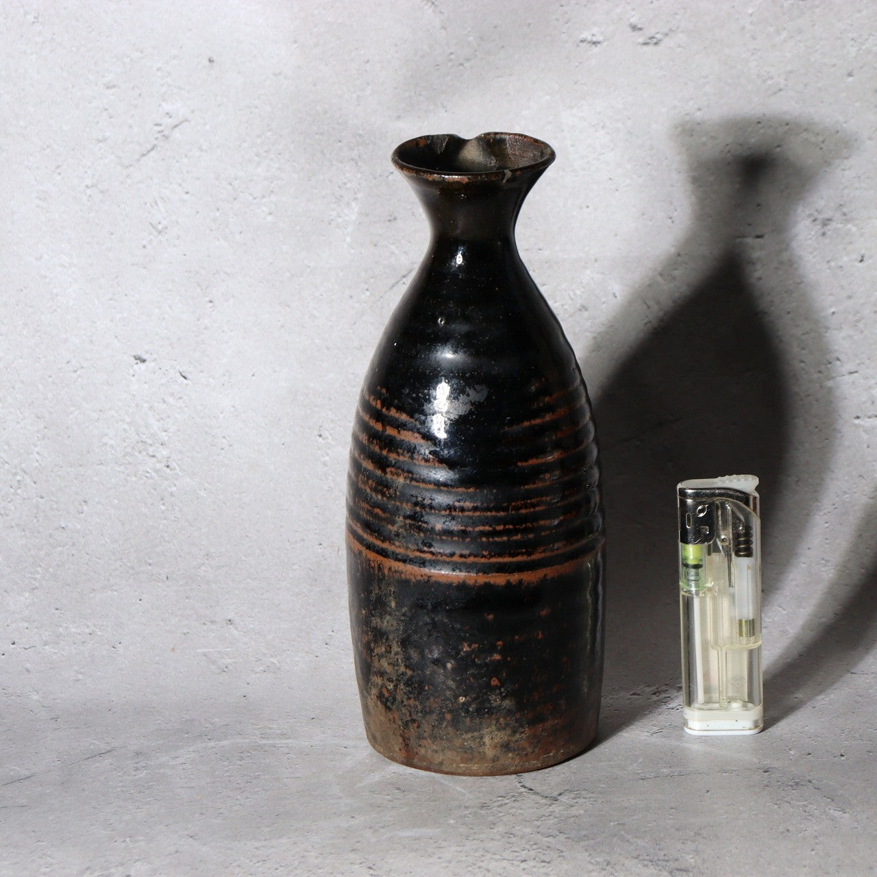 Antique Japanese Seba-yaki Pottery Tokkuri Sake Bottle Nagano Shinshu Vase1