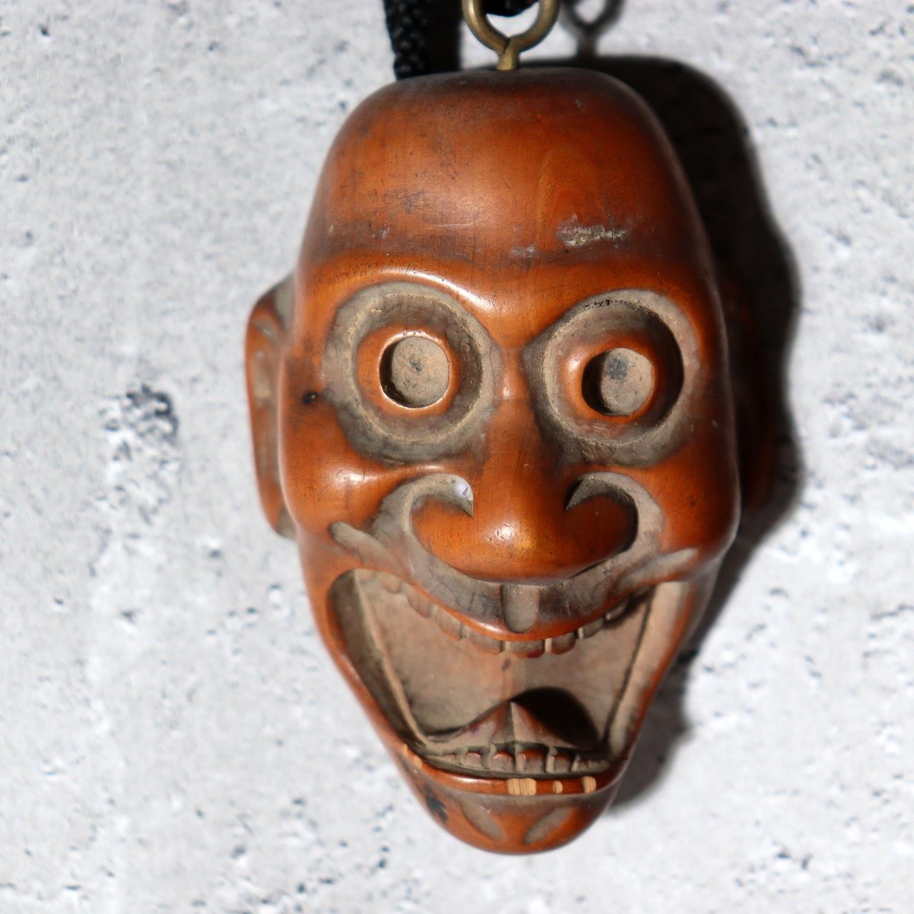 Antique Japanese Boxwood Netsuke Masks - Saru-tobide & Ko-tobide Style - 2pc Set4