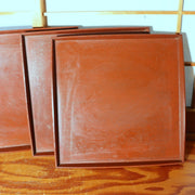 Japanese Vintage Lacquer Tray Obon Square Set of 5 Simple Wood Grain Reddish Bro6