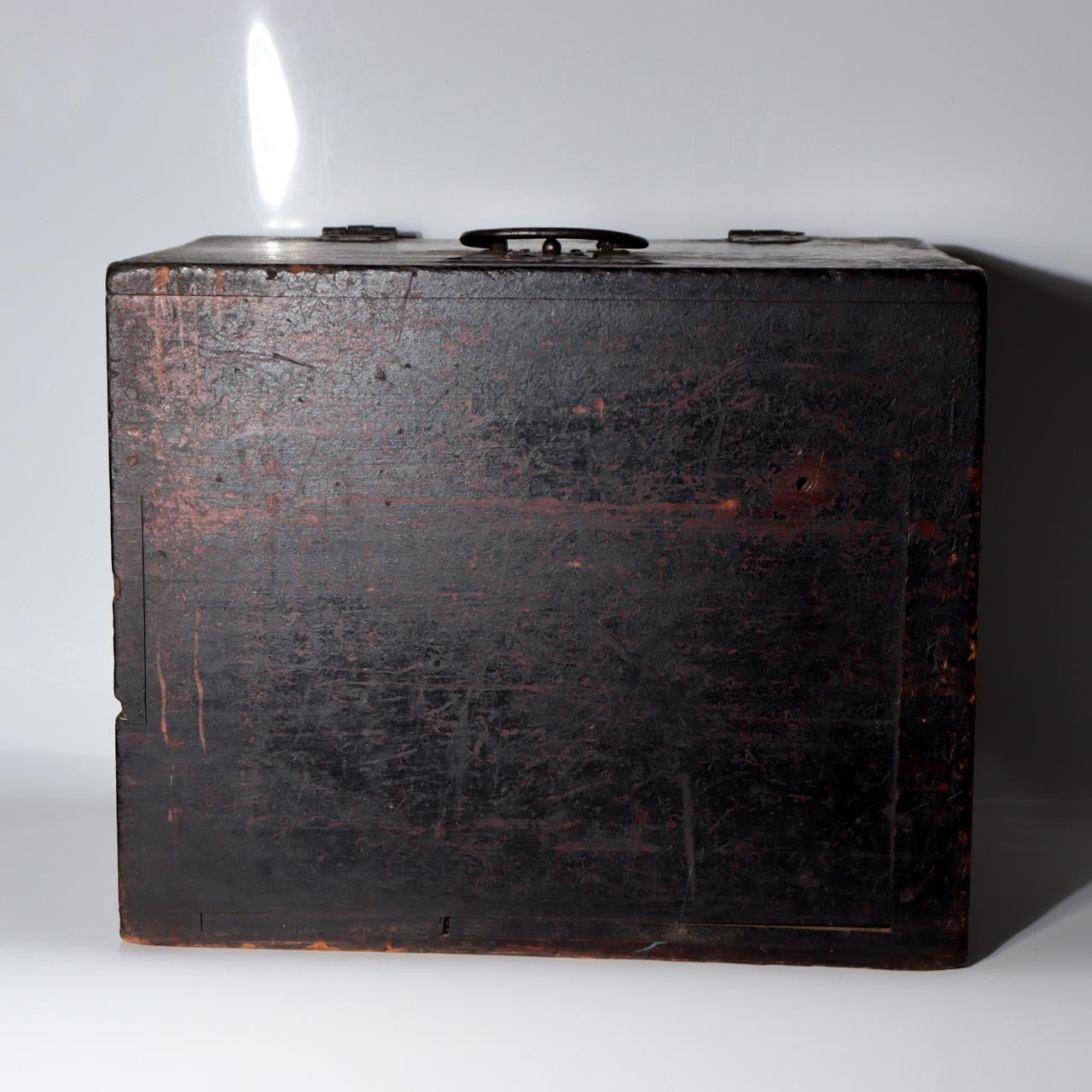 Antique Late Edo Japanese Wooden Black Kake Suzuri Portable Writing Box WO6213