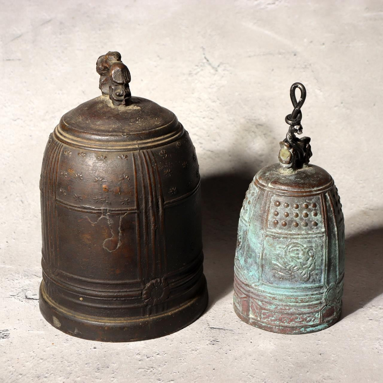 Japanese vintage Temple Bell Hansho Tsurigane Two Bronze Buddhist Sound Chime2