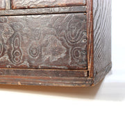 Antique Japanese Haribako Sewing Box Meiji Keyaki/Tamo Wood Brass Hardware Drawe13
