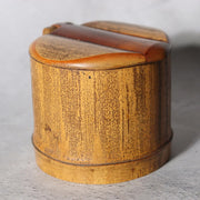 Vintage Japanese Bamboo Lidded Box Hakone Yosegi Chest Lacquer Sake Cup Set2