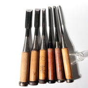 Vintage Japanese Steel Nomi Chisels Set of 10 Woodworking Tools with Wooden Box4