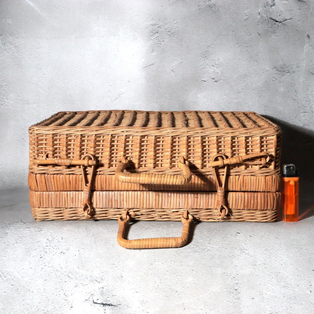 Vintage Japanese Bamboo Woven Basket Trunk Suitcase Bag2