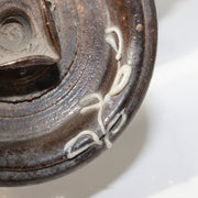 Japanese Mashiko Ware Ceramic Teapot Dark Brown Glaze Slip Motif PCP14618