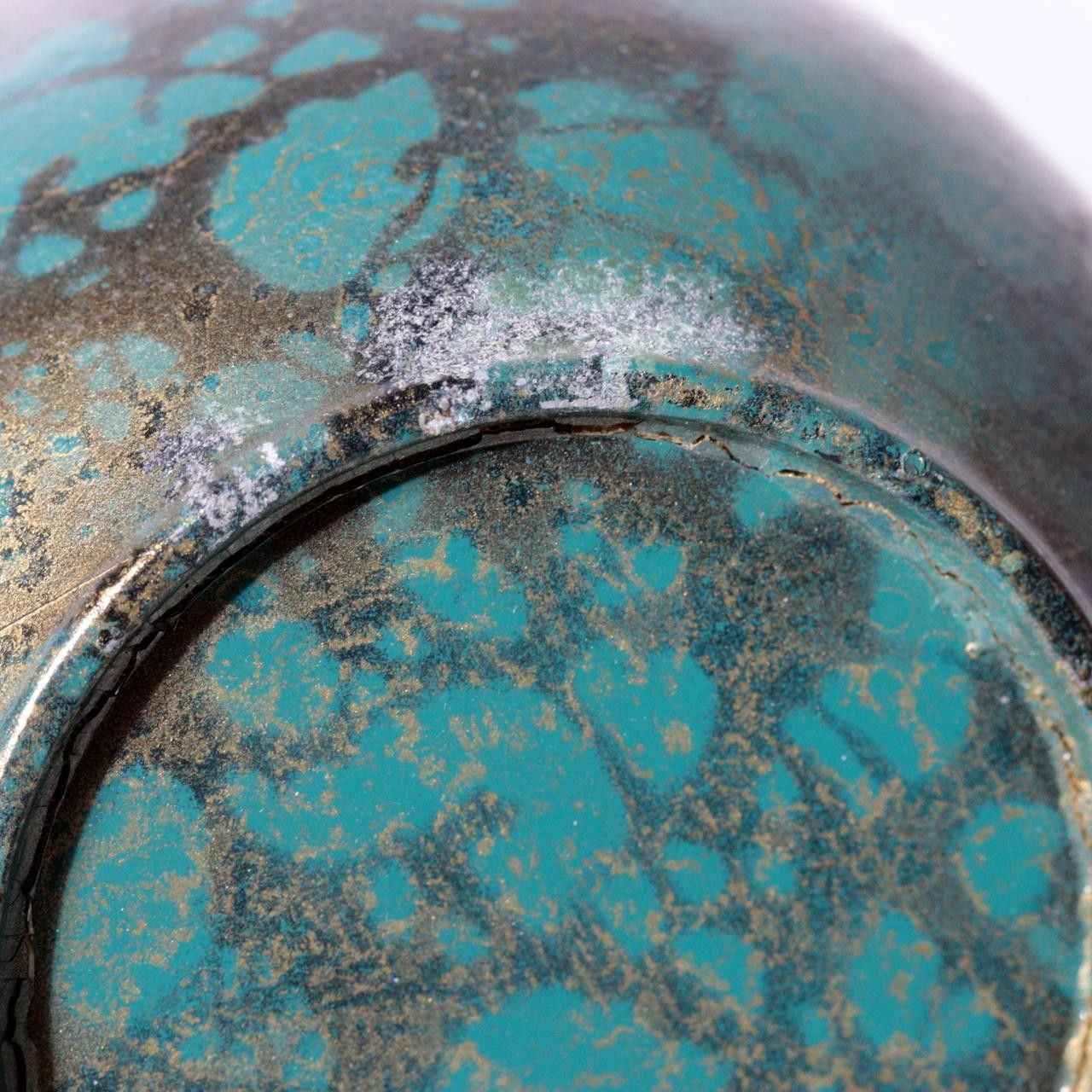 Japanese Bronze Bud Vase Green and Gold Patina Flower Holder BV7769