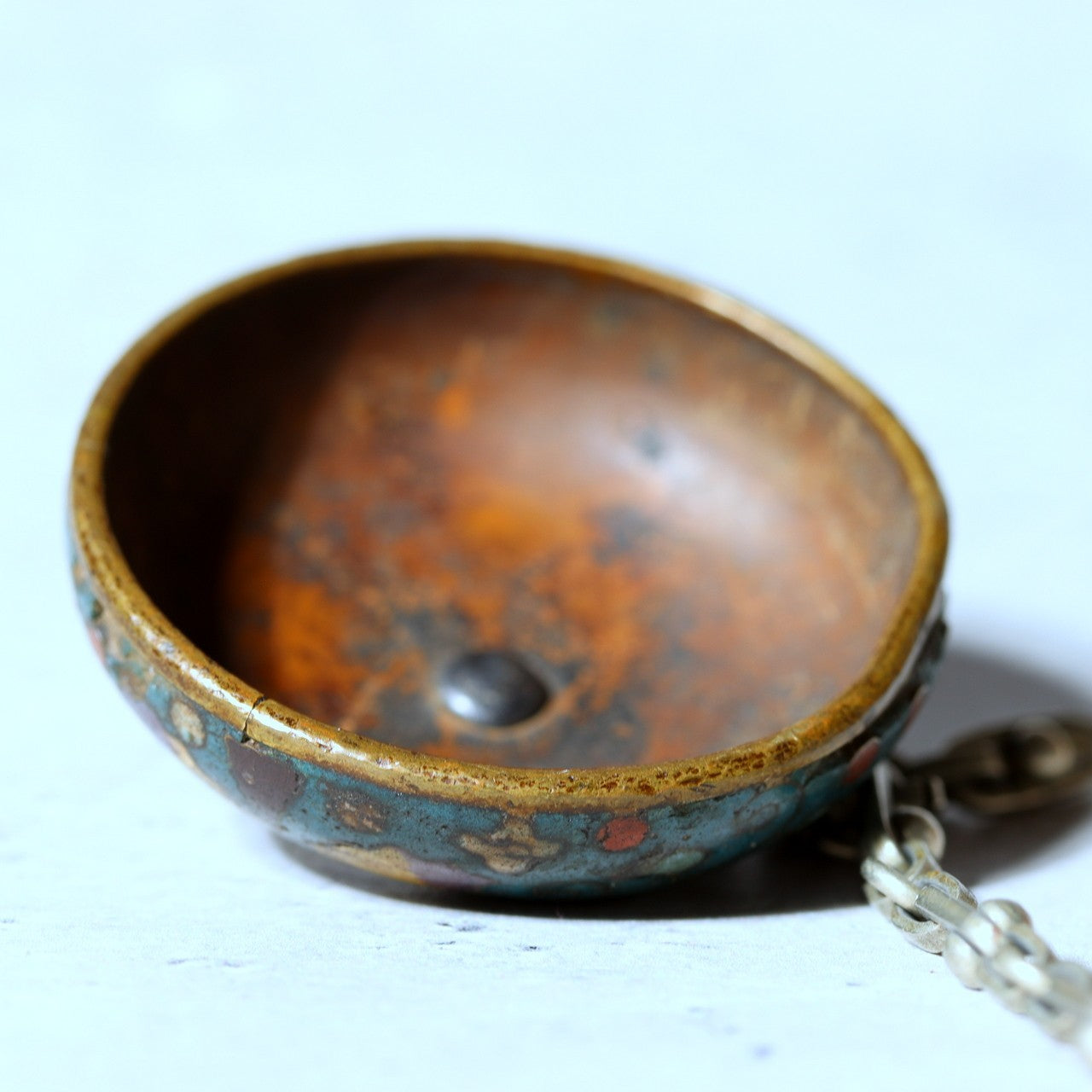 Antique Japanese Cloisonne Enamel Netsuke Sagemono Manju Floral Edo Meiji NW27113