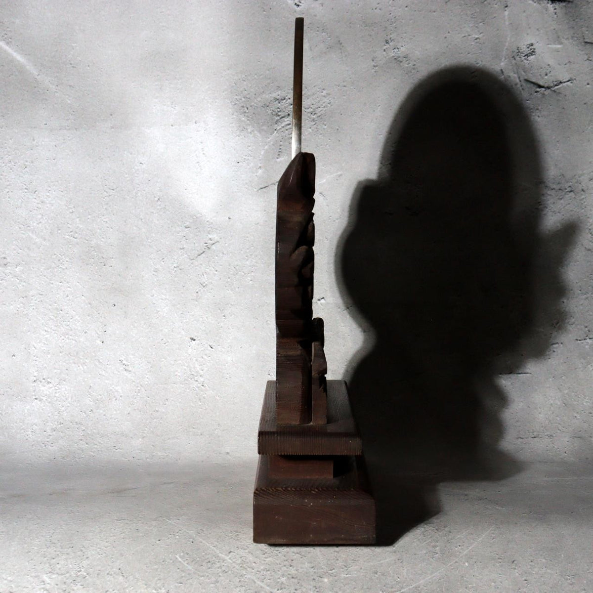 Antique Japanese Shinto Shrine Bronze Mirror Shinkyo Wooden Stand BOSa666