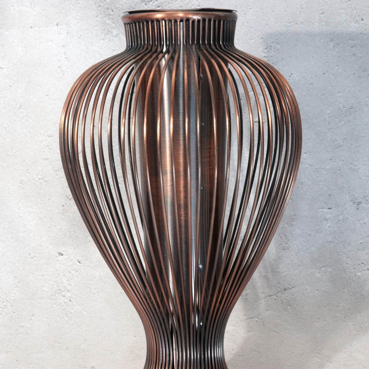 Vintage Japanese Copper Wire Vase Showa Retro Glass Insert BV7867