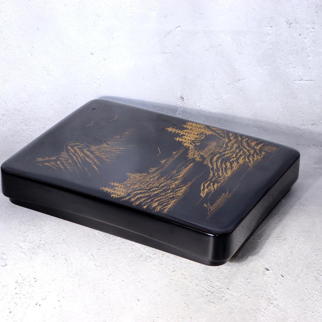 Vintage Wajima Urushi Lacquerware Suzuri Box Traditional Hon-Kataji Japanese2
