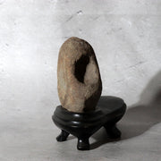 Japanese Hokkaido Daruma Suiseki Viewing Stone with Wooden Daiza Base2