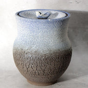 Japanese Studio Ceramic Mizusashi Water Jar Crawled Glaze Gradation pottery4