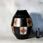 Vintage Japanese Bronze Vase Hozan Silver Inlay Kikyo Bellflower Motif2