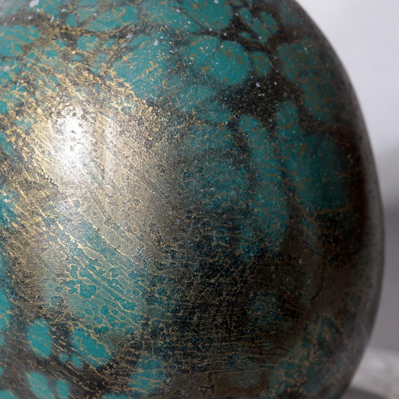 Japanese Bronze Bud Vase Green and Gold Patina Flower Holder BV7768