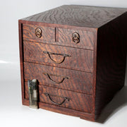 Taisho Showa Japanese Tamamoku Wood Small Chest Ko-dansu Inkstone Drawer WO63010