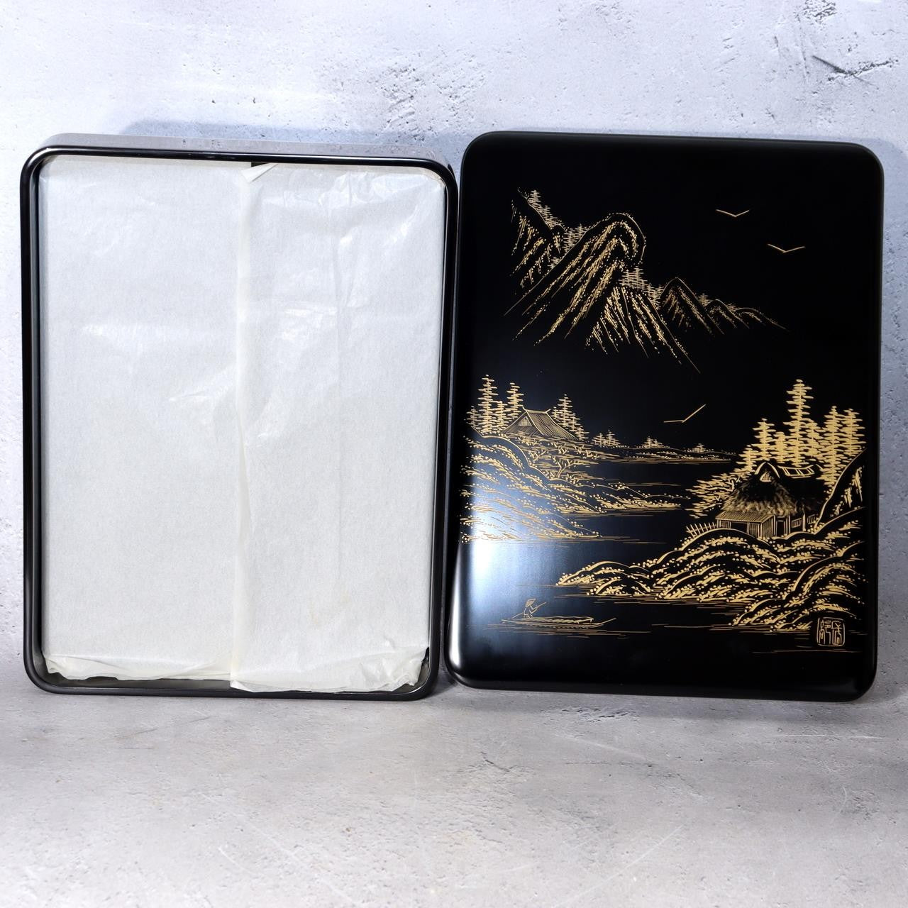 Vintage Wajima Urushi Lacquerware Suzuri Box Traditional Hon-Kataji Japanese3