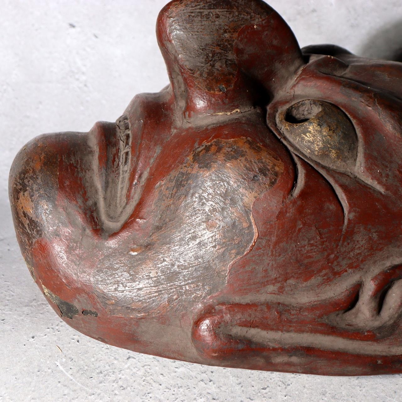 Japanese Kanshitsu (Dry Lacquer) Noh Kagura Mask Wrathful Deity with Gilded Eye8