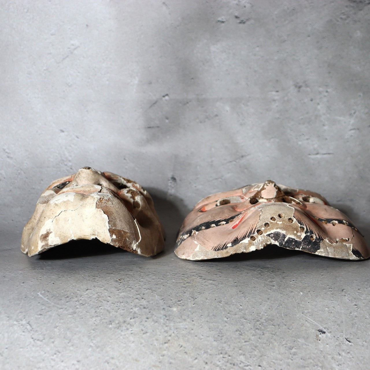 Antique Japanese Wooden Noh / Theater Masks 2pc Hannya-Type Warrior-Type MSK5338