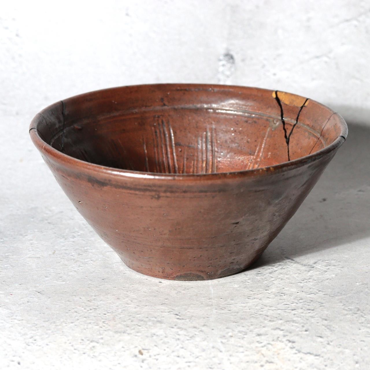 Late Edo Seto Ware Tetsuyu Iron Glaze Chawan Tea Bowl Kintsugi PCP3111