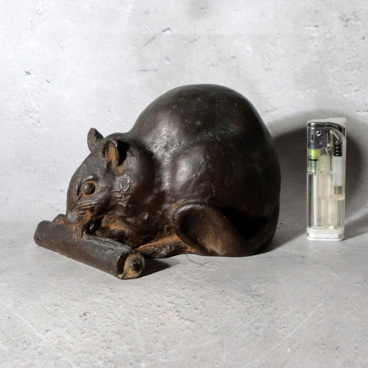 Vintage Japanese Cast Bronze Rat Figurine by Hansan Zodiac Ornament8