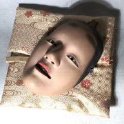 Japanese Carved Wooden Noh Mask Young Woman Antique Finish with Bag MSK5498