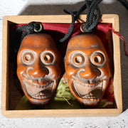 Antique Japanese Boxwood Netsuke Masks - Saru-tobide & Ko-tobide Style - 2pc Set1