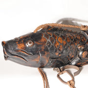 Japanese Vintage  Wood Carved Fish Jizaikagi Yokogi Hearth Hook Crossbar Mingei2