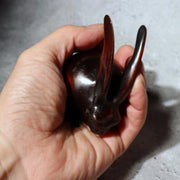 Japanese Bronze Rabbit Pair Okimono Statue Figurine Mottled Red Patina Zen7