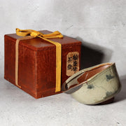 Antique Japanese Karatsu Tea Bowl Chawan Kihara Kiln Distorted Shape Box PCP2770