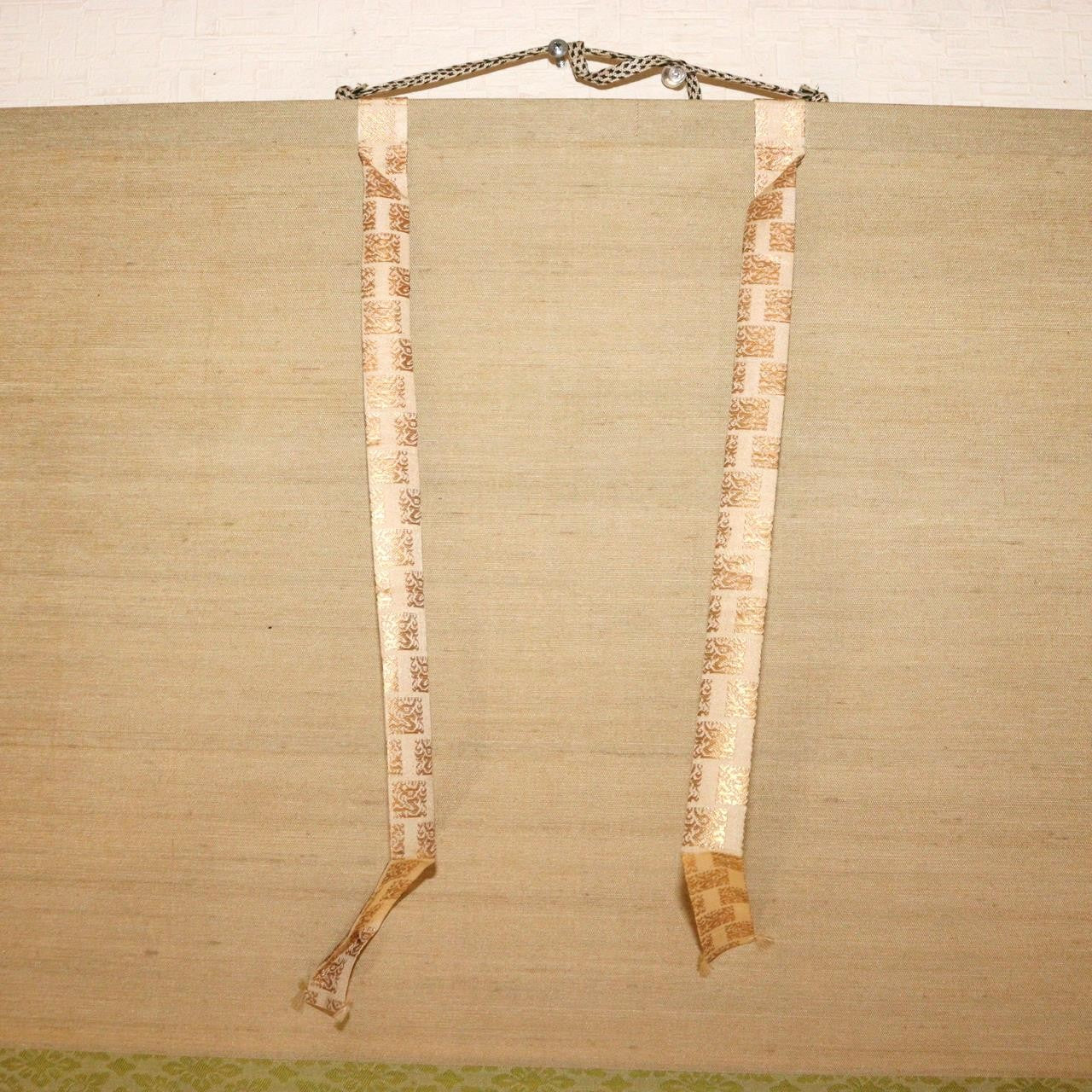 Antique Japanese Hanging Scroll Kakejiku Samurai Armor Hand Painted Silk ASO4358