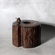 Vintage Japanese Takaoka Cast Bronze Vase Tree Stump Snail Getsuho6