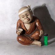 Vintage Japanese Shigaraki Ware Ceramic Figurine Hyottoko Sake Drinker PCP3104