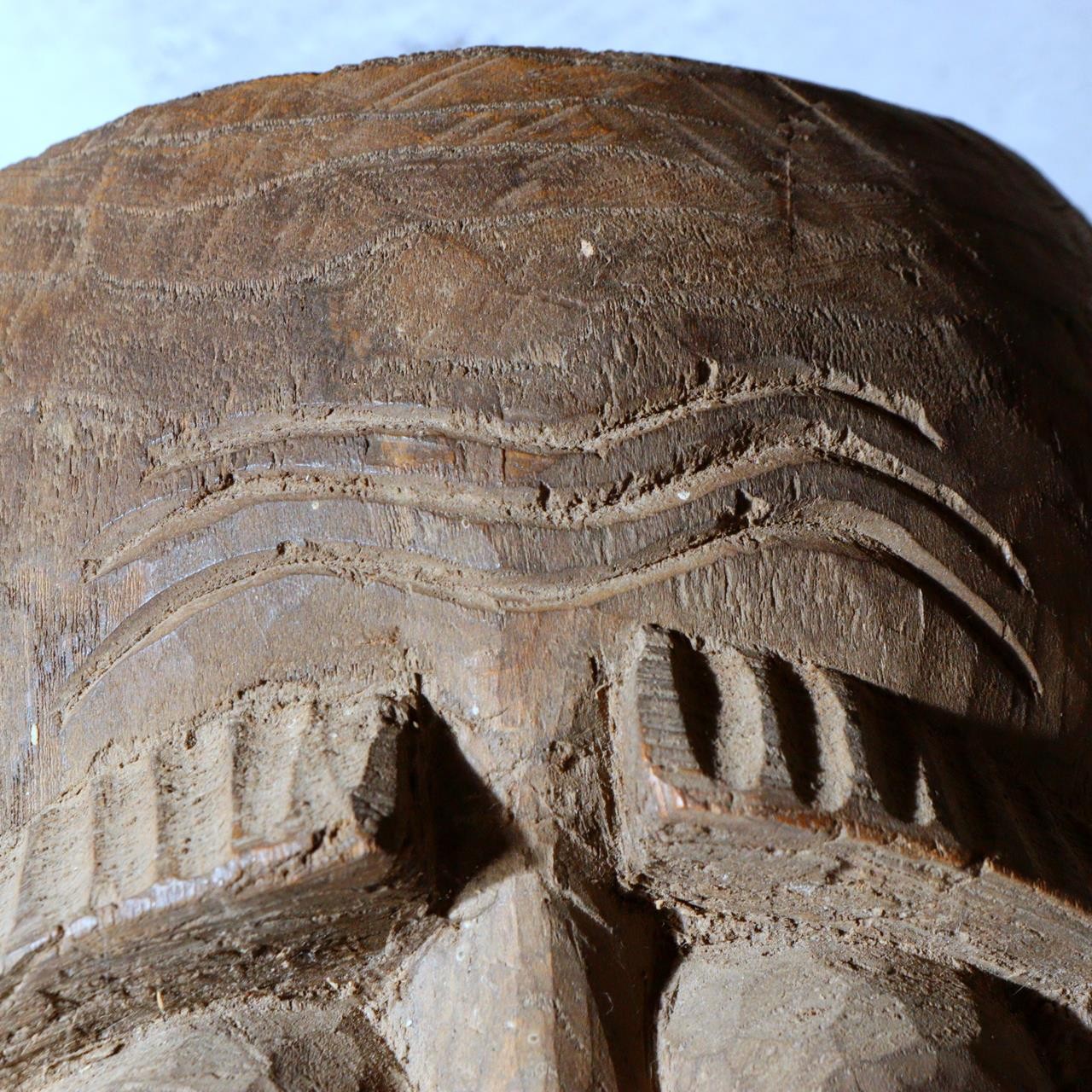 Japanese Antique Wood Carved Mask Usobuki Hyottoko Kyogen Folk Art 23cm15