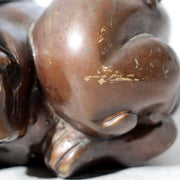 Vintage Japanese Bronze Rabbit Figurine Okimono Pair 1068g BOSa2411